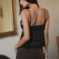 Babydoll Embroidered Mesh Lace Trim V-Neck Cami Top