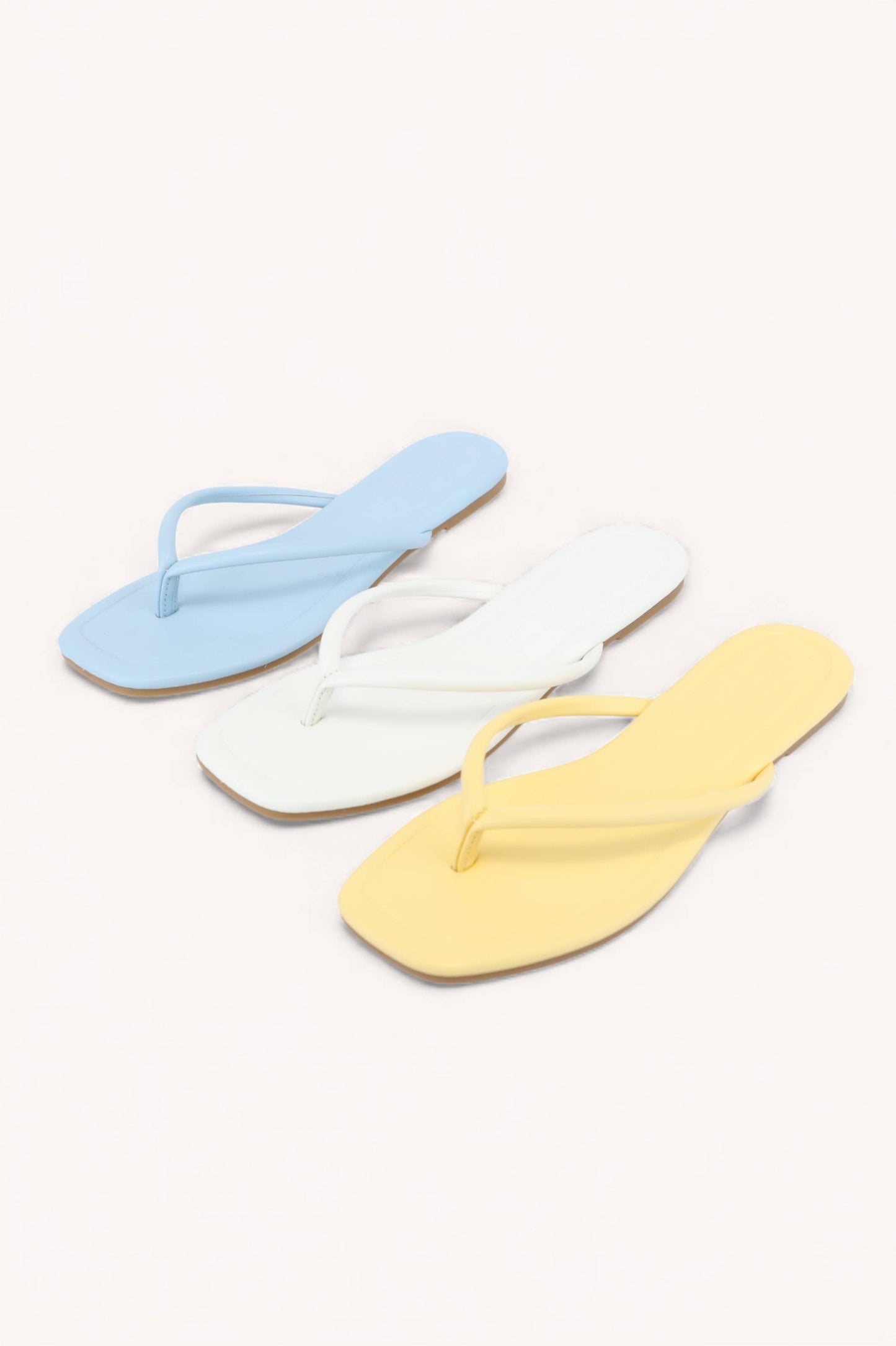 Solid Color Square Toe Thong Sandal