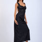 Satin Ruched Bust Sleeveless Open Back