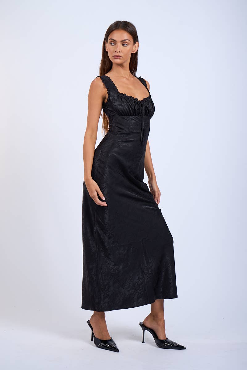 Satin Ruched Bust Sleeveless Open Back