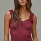 Knit Seamless Ribbed Tank Top with Lace Trim