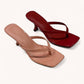Square Toe Thong Strap Kitten Heel