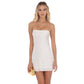 Beaded Butterfly Satin Dress in White