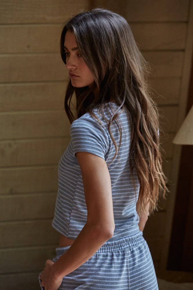Knit Striped Short Sleeve Top
