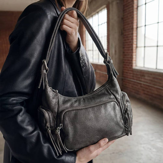 Multi Pocket Leather Shoulder Bag