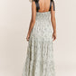 Empire Neck Line Floral Tiered Maxi Dress