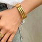 Elodie 18K Gold Non-Tarnish Stripe Bold Bangle