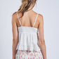 Soft White Eyelet Lace Ruffle Trim Cami Top