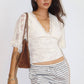 Scalloped Lace V-Neck Top
