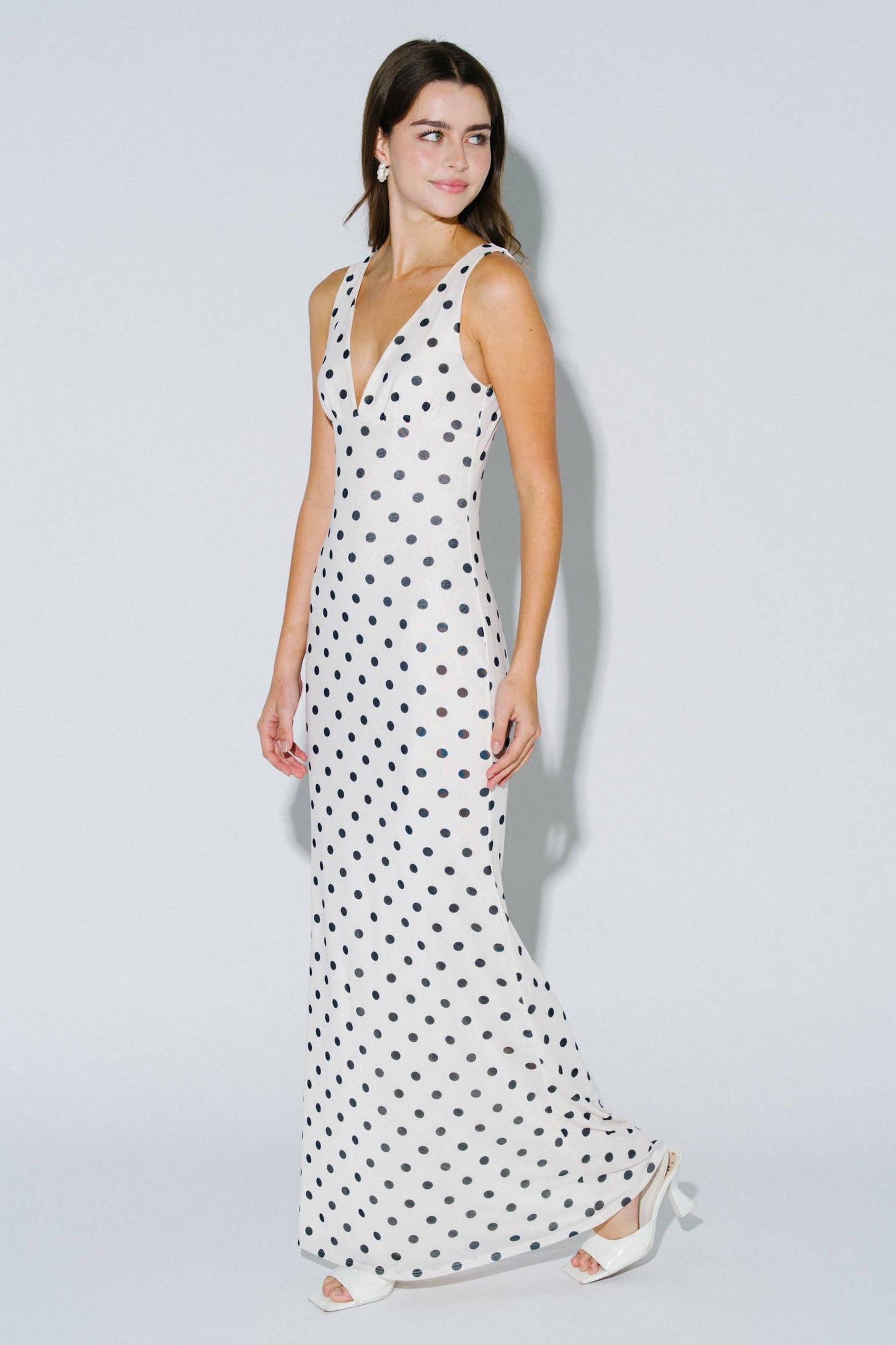 Chic Mesh Polka Dot Maxi Dress