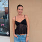 Embroidered Mesh Cami Top