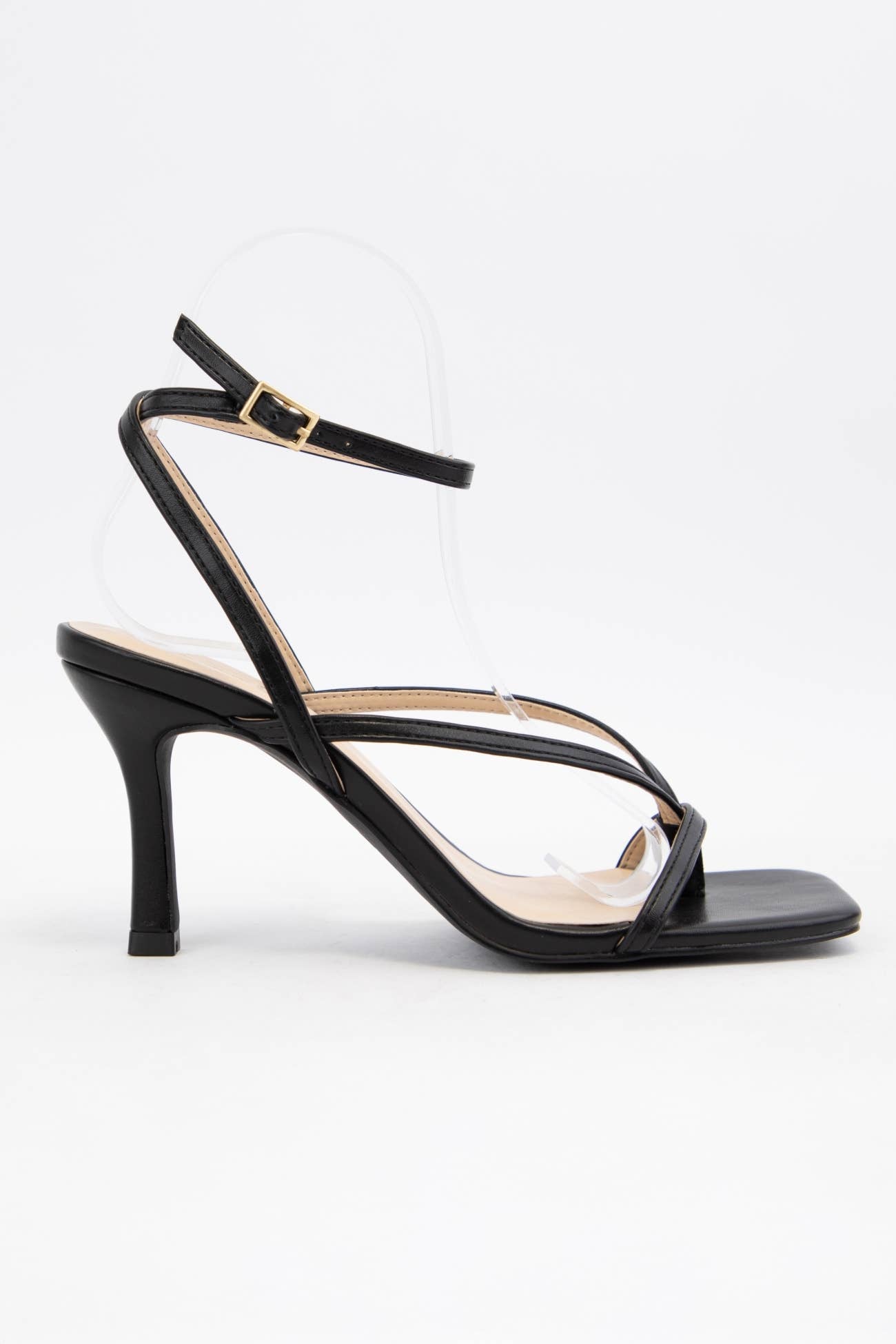 Open Square Toe Strappy Sandal Heel