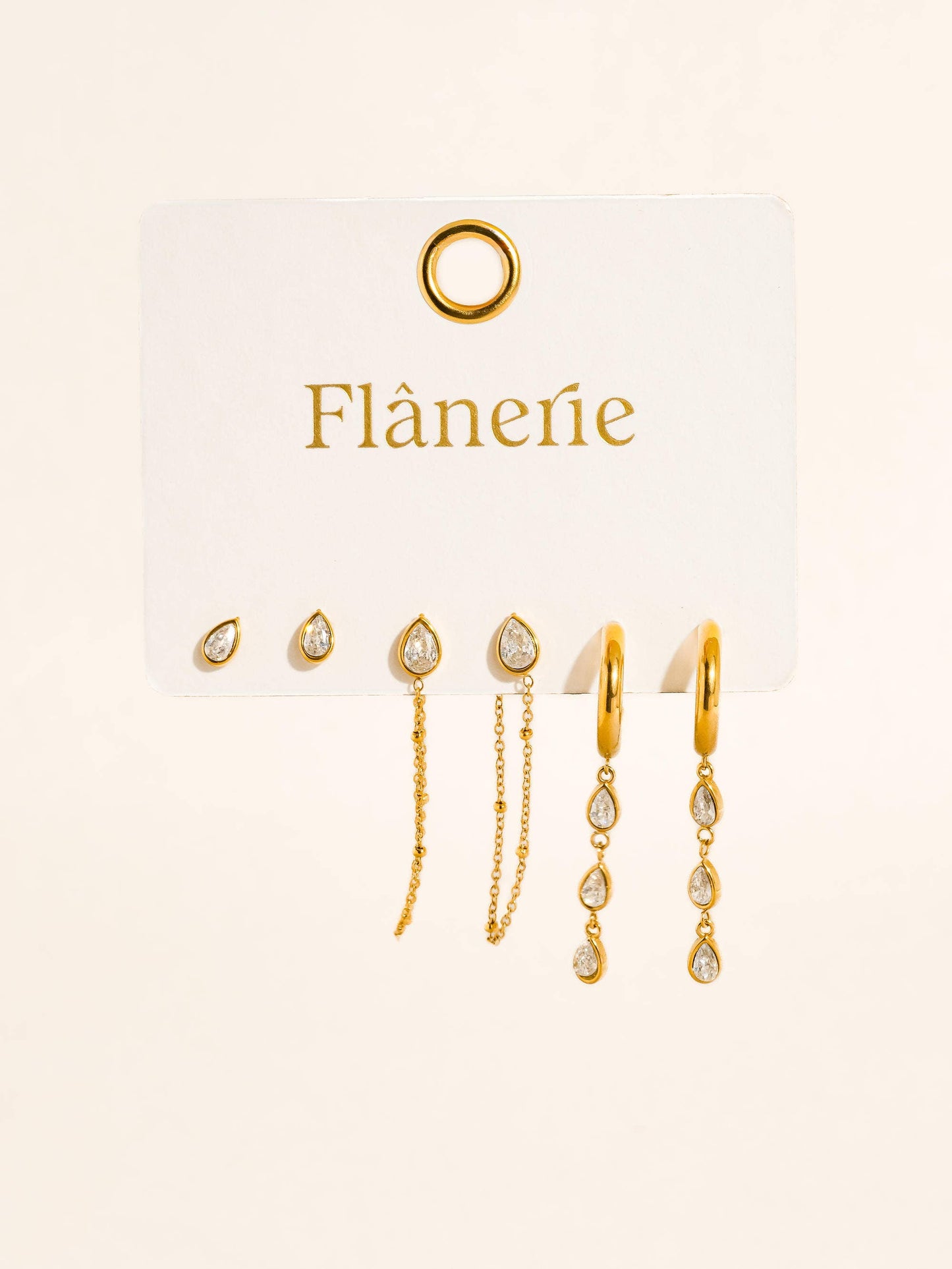 Finley  Non-Tarnish CZ Chain Drop Earring Sets