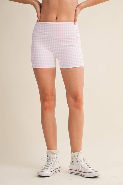 Gingham Print Biker Shorts
