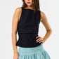 Knit Boatneck Tank with Side Ruched Detailing