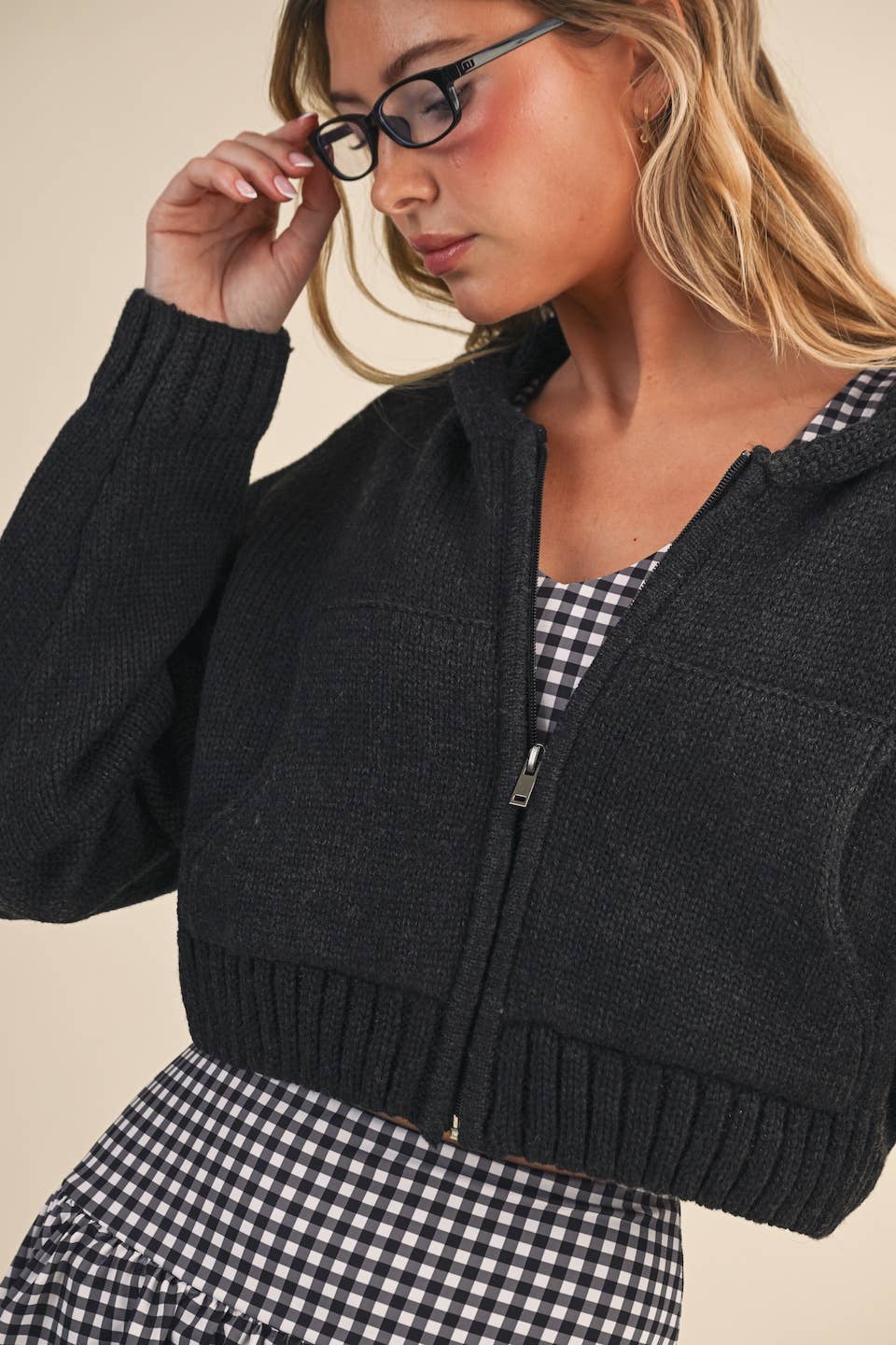 Kat Knit Zip Up Hoodie Sweater