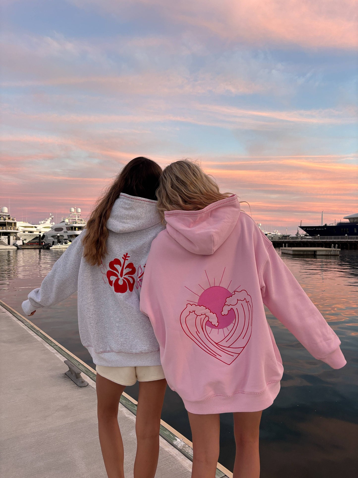 Pearl Grey Hibiscus Flowers Hoodie
