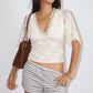Scalloped Lace V-Neck Top