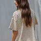 Cotton Striped Short Sleeve Crew Neck Top