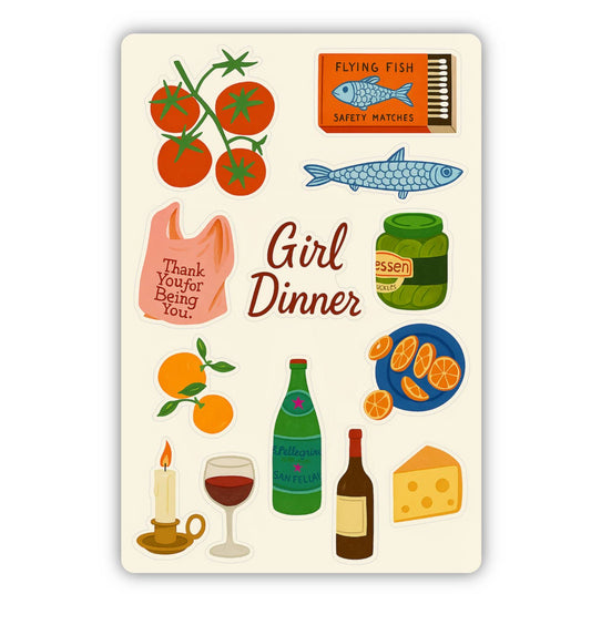 Girl Dinner Sticker Sheet