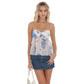 Floral Dotted Strapless Babydoll Top in White