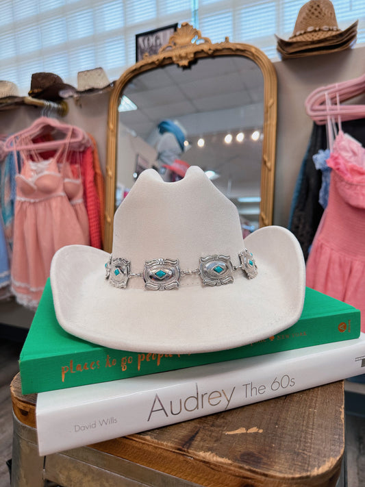 White with silver Cowgirl Hat