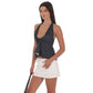 Pinstripe Scrunch Halter Top in Black