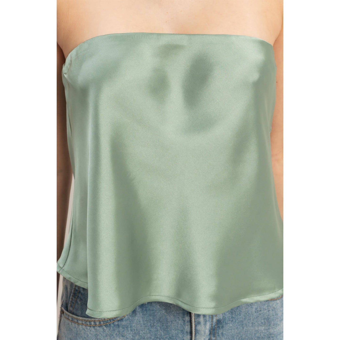 Satin Strapless Tube Top
