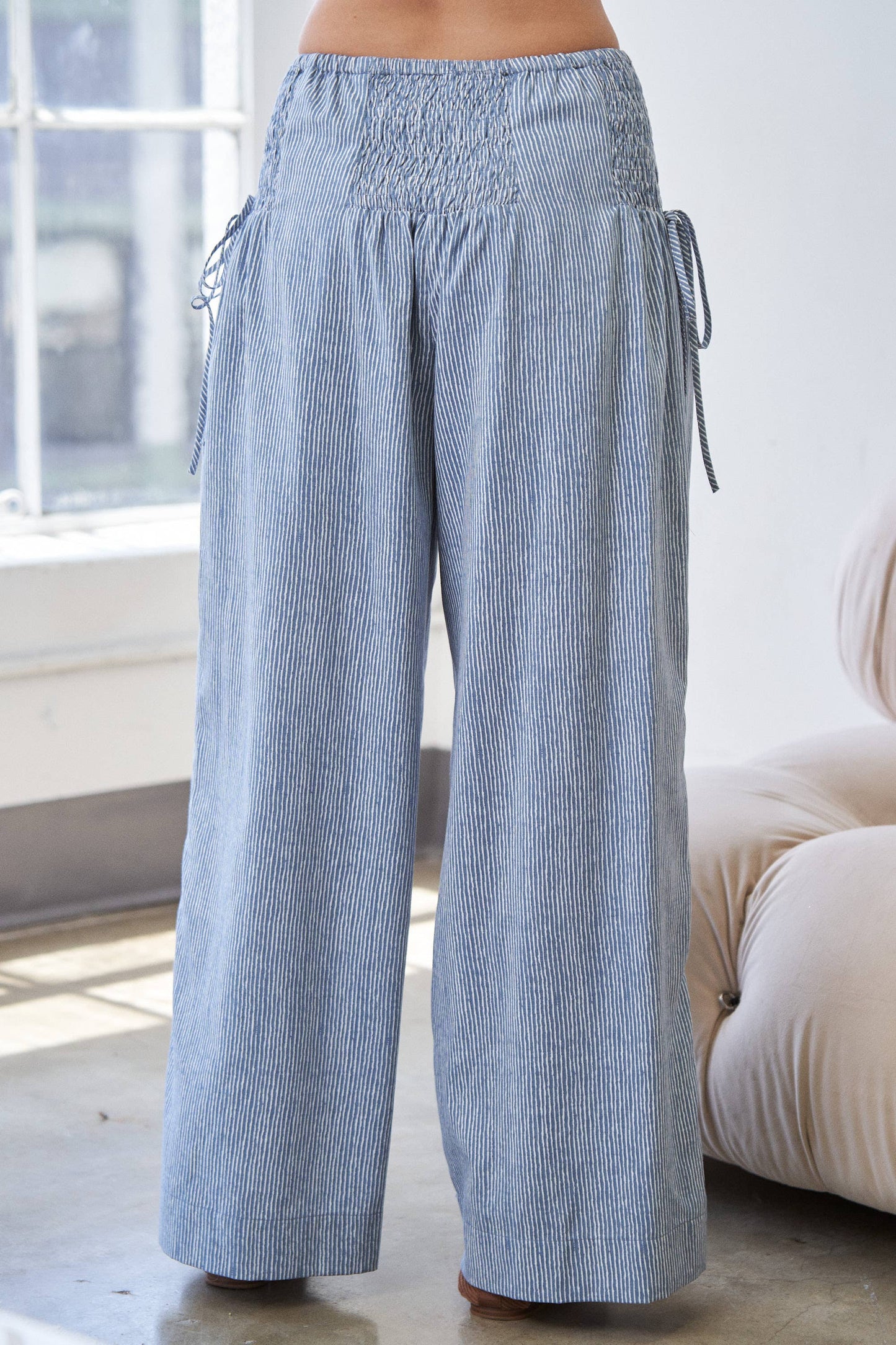 Striped Wide Leg Smocked Pants