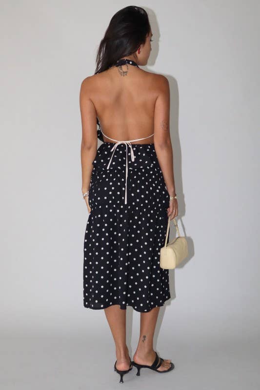 Polka Dot Halter Top with Tie Back