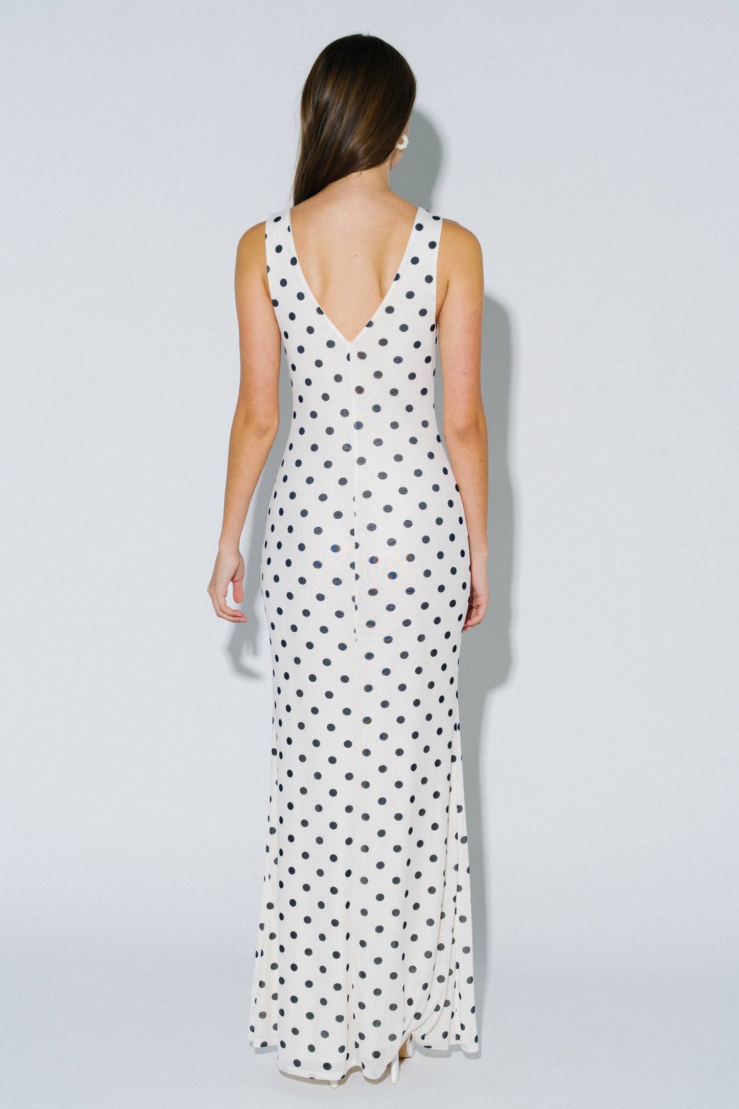 Chic Mesh Polka Dot Maxi Dress