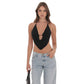 Draped Rhinestone Top in Black