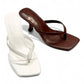 Square Toe Thong Strap Kitten Heel