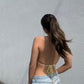 Open Back Halter Cowl Neck Top
