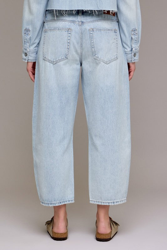 Light Wash Crop Barrel Fit