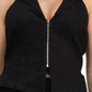 Halter Neck Zip-Up Slit Crop Top