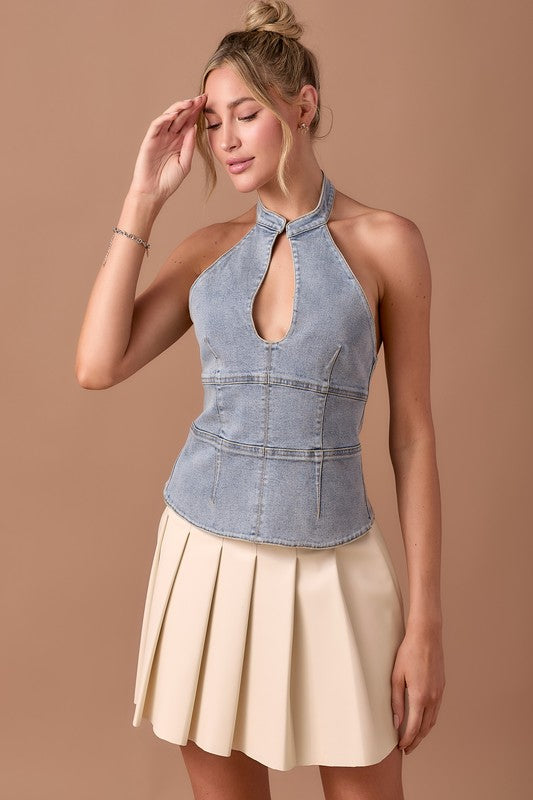 Open Back Denim Vest