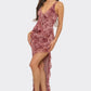 Ruffle Trim Slit Front Maxi Dress