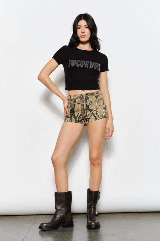 Cowboys Rhinestone Black Tee