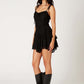 Black Lace Tiered Mini Dress