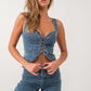 Front Lace Denim Corset