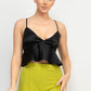 Satin Back-Shirred Crop Top