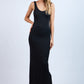 V-Shape Twisted Open Back With Slit Dress