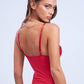 Red Lace Trim Cami Top