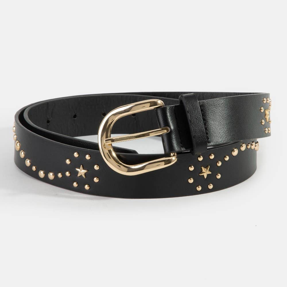 Studded Star Vegan Leather Belt