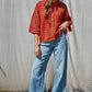 Knit Sweater Striped Quarter Sleeve Cardigan