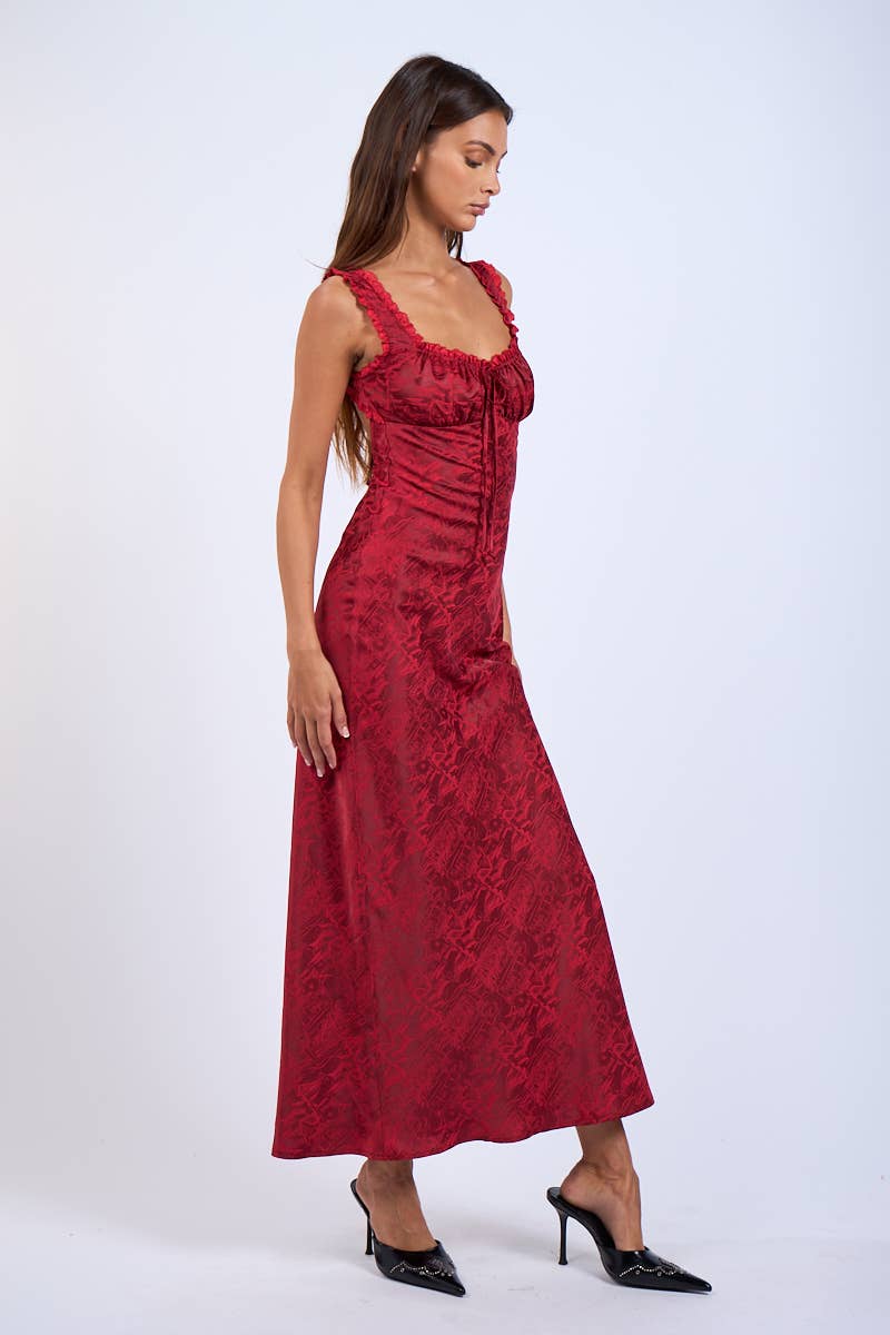 Satin Ruched Bust Sleeveless Open Back