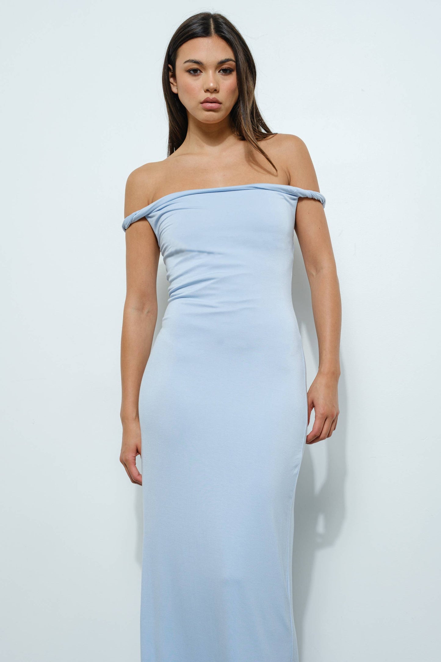 Twist Off The Shoulder Maxi Dress