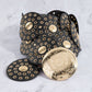 Faux Leather Grommet Disc Chain Belt