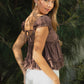 V-Neck Boho Lace Trim Puff Sleeves Babydoll Top
